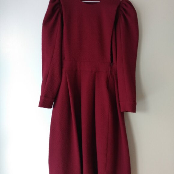 Mennonite Dress 41" Bust 36" Waist Old Colony Cape Bodice Stretchy Burgundy - Picture 4 of 12